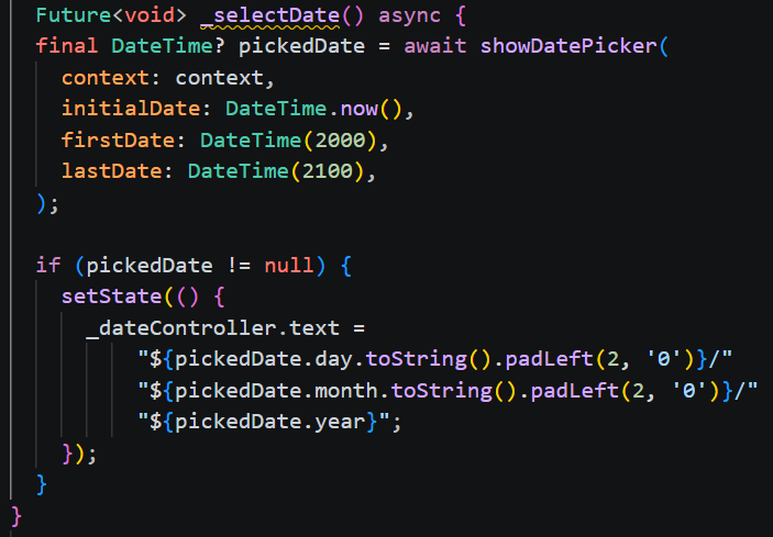 Fungsi showDatePicker
